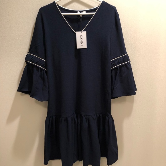 Ganni - Clark Dress Total Eclipse NWT - Picture 3 of 4